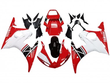 Beste Yamaha YZF R6 Motorrad Verkleidung 2003-2004 - Weiss Rot Glanzendes Schwarz