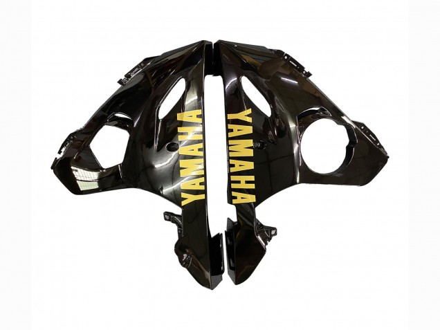 Beste Yamaha YZF R6S Motorrad Verkleidung 2006-2009 - Glanzendes Schwarz Matt Schwarz Gold Aufkleber