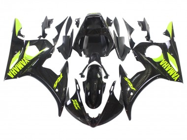Beste Yamaha YZF R6S Motorrad Verkleidung 2006-2009 - Glanzendes Schwarz Neon Gelb