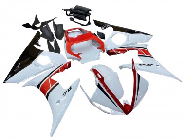 Beste Yamaha YZF R6S Motorrad Verkleidung 2006-2009 - Weiss Rot Glanzendes Schwarz