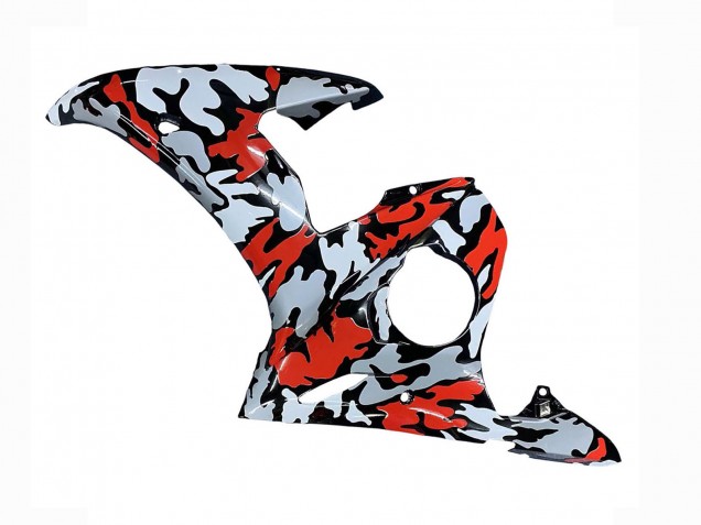 Beste Yamaha YZF R6S Motorrad Verkleidung 2006-2009 - Schwarz Rot Grau Camouflage