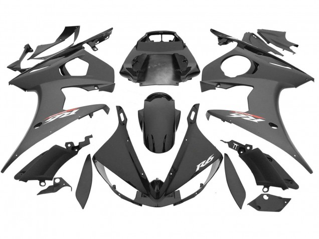Beste Yamaha YZF R6S Motorrad Verkleidung 2006-2009 - Glanzendes Schwarz Matt Schwarz