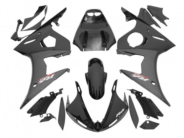 Beste Yamaha YZF R6S Motorrad Verkleidung 2006-2009 - Glanzendes Schwarz Matt Schwarz