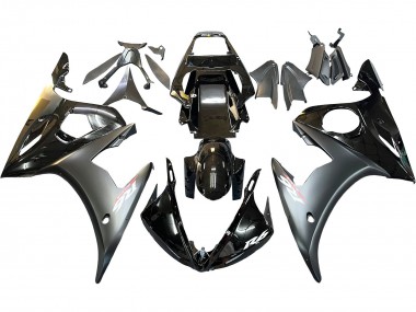 Beste Yamaha YZF R6S Motorrad Verkleidung 2006-2009 - Glanzendes Schwarz Matt Schwarz Gold Chameleon