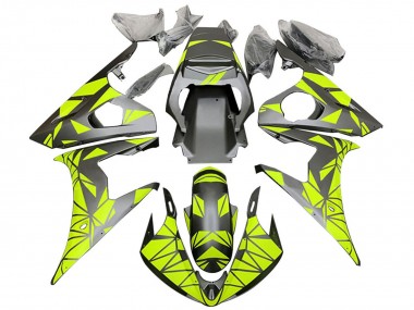 Beste Yamaha YZF 600 R6 Motorrad Verkleidung 2005 - Matt Schwarz Neon Grun