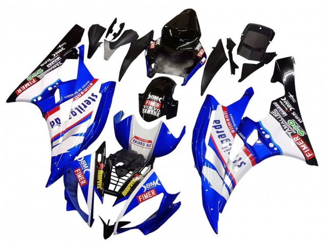 Beste Yamaha YZF 600 R6 Motorrad Verkleidung 2006-2007 - Weiss Blau Schwarz Fimer Volvo Yamalube Sterilgarda