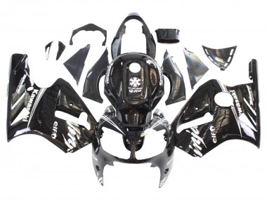 Beste Kawasaki ZX12R Motorrad Verkleidung 2000-2001 - Glanzendes Schwarz Weiss Elf Schnee