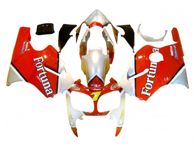 Beste Kawasaki ZX12R Motorrad Verkleidung 2000-2001 - Silber Rot Fortuna Motul 7