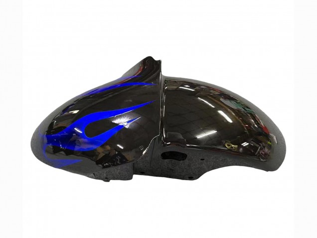 Beste Kawasaki ZX9R Motorrad Verkleidung 2000-2001 - Glanzendes Schwarz Blau Flamme Weiss