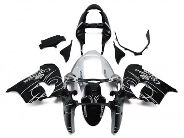 Beste Kawasaki ZX9R Motorrad Verkleidung 2000-2001 - Glanzendes Schwarz Weiss Corona Extra