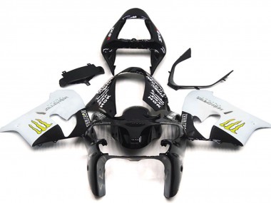 Beste Kawasaki ZX9R Motorrad Verkleidung 2002-2003 - Weiss Glanzendes Schwarz Gelb Monster