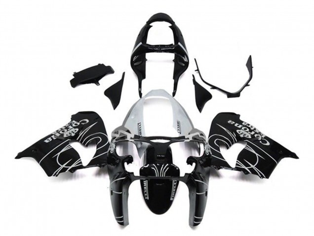 Beste Kawasaki ZX9R Motorrad Verkleidung 2002-2003 - Glanzendes Schwarz Weiss Corona Extra