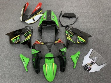 Beste Kawasaki ZX9R Motorrad Verkleidung 2002-2003 - Grun Schwarz Gelb Orange