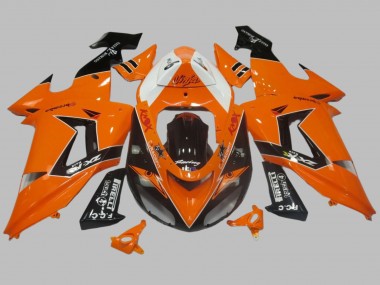 Beste Kawasaki ZX10R Motorrad Verkleidung 2006-2007 - Orange Weiss Schwarz Rennen Elf