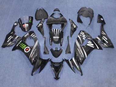 Beste Kawasaki ZX10R Motorrad Verkleidung 2008-2010 - Schwarz Weiss Grun Monster