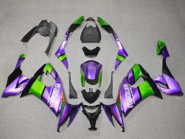 Beste Kawasaki ZX10R Motorrad Verkleidung 2008-2010 - Lila Grun Schwarz Evangelion