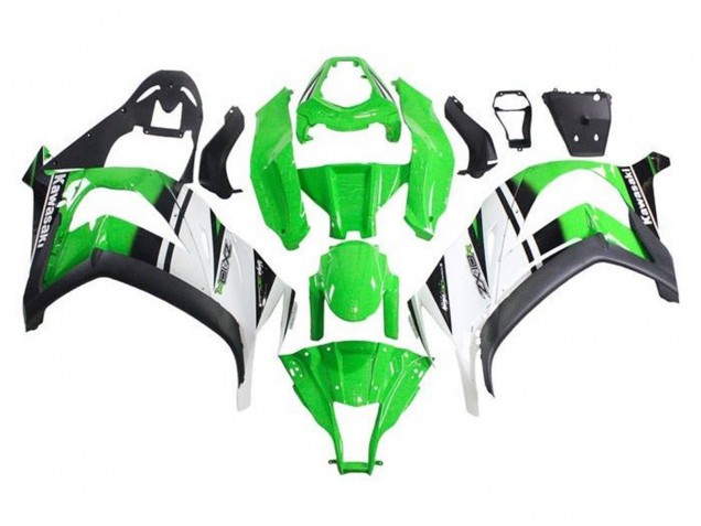 Beste Kawasaki ZX10R Motorrad Verkleidung 2011-2015 - Grun Weiss Schwarz Streifen