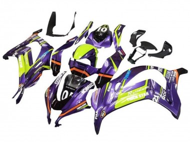 Beste Kawasaki ZX10R Motorrad Verkleidung 2016-2020 - Lila Gelb Trick Star Kobelco