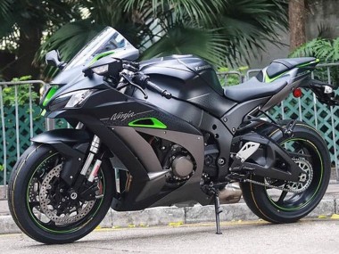 Beste Kawasaki ZX10R Motorrad Verkleidung 2016-2020 - Matt Schwarz Grun Silber