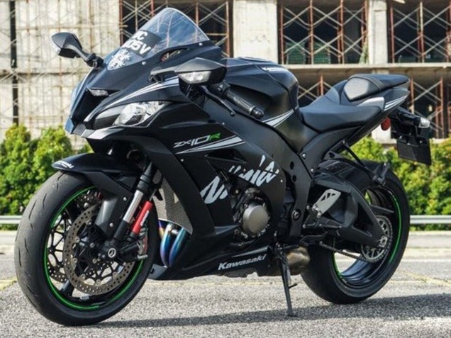 Beste Kawasaki ZX10R Motorrad Verkleidung 2016-2020 - Matt Schwarz Weiss Grun
