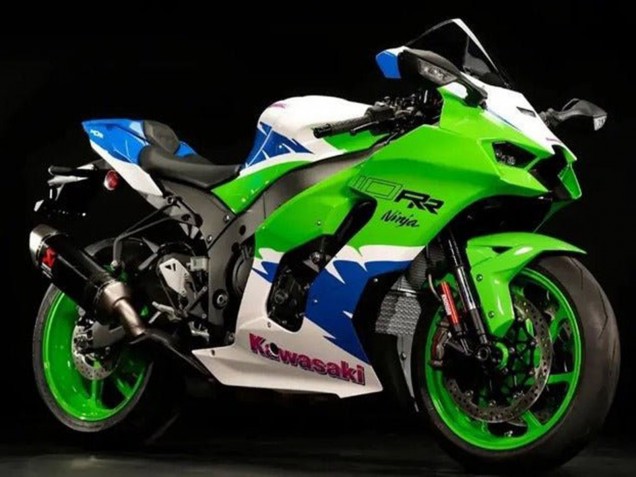Beste Kawasaki ZX10R Motorrad Verkleidung 2021-2025 - Grun Weiss Blau Rot