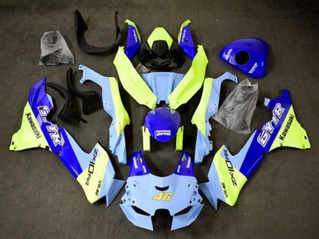 Beste Kawasaki ZX10R Motorrad Verkleidung 2021-2025 - Blau Gelb GYTR 46