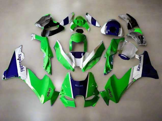 Beste Kawasaki ZX10R Motorrad Verkleidung 2021-2025 - Grun Weiss Blau