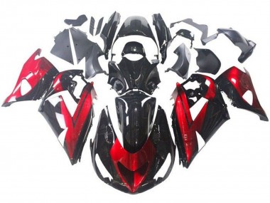 Beste Kawasaki ZX14R ZZR1400 Motorrad Verkleidung 2006-2011 - Rot Glanzendes Schwarz