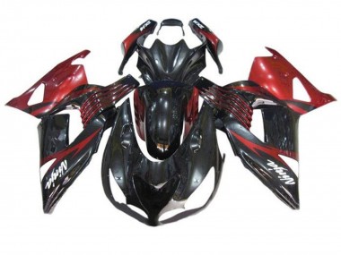Beste Kawasaki ZX14R ZZR1400 Motorrad Verkleidung 2006-2011 - Rot Glanzendes Schwarz Weiss Aufkleber