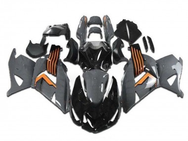 Beste Kawasaki ZX14R ZZR1400 Motorrad Verkleidung 2006-2011 - Grau Orange Schwarz