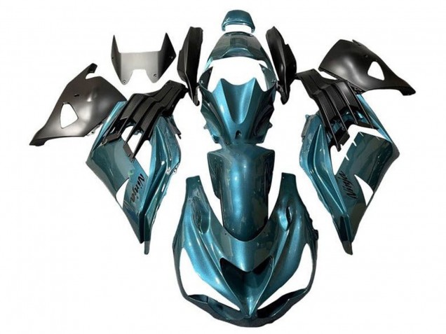 Beste Kawasaki ZX14R ZZR1400 Motorrad Verkleidung 2012-2024 - Metallisch Blau Grun Blau