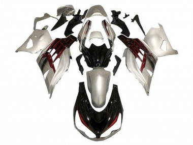 Beste Kawasaki ZX14R ZZR1400 Motorrad Verkleidung 2012-2024 - Silber Glanzendes Schwarz Rot