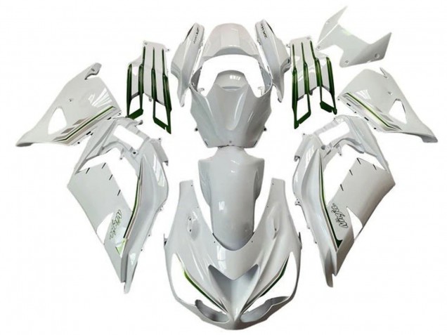 Beste Kawasaki ZX14R ZZR1400 Motorrad Verkleidung 2012-2024 - Weiss Grun Silber Streifen