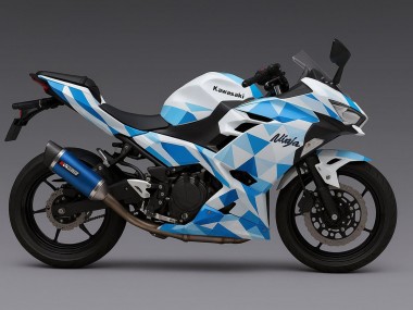 Beste Kawasaki Ninja 500 EX500R Motorrad Verkleidung 2024-2025 - Weiss Blau Geometric