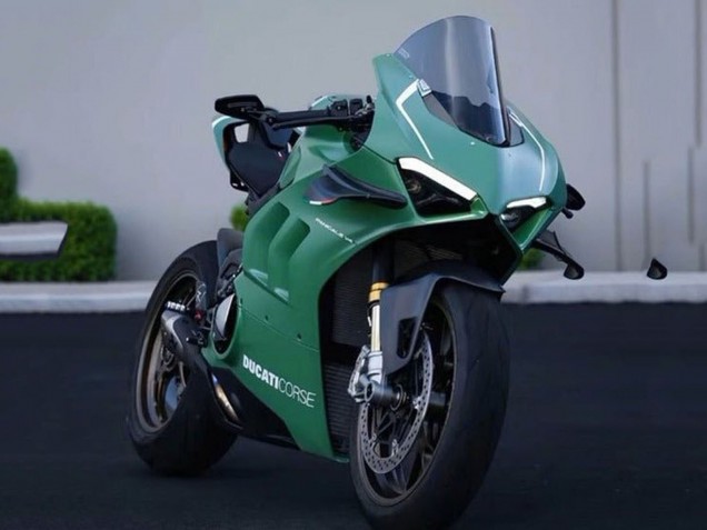 Beste Ducati Panigale V4 V4S Motorrad Verkleidung 2020-2021 - Matt Grun Weiss