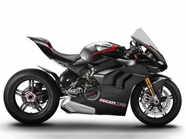 Beste Ducati Panigale V4 V4S Motorrad Verkleidung 2020-2021 - Silber Rot Glanzendes Schwarz Corse