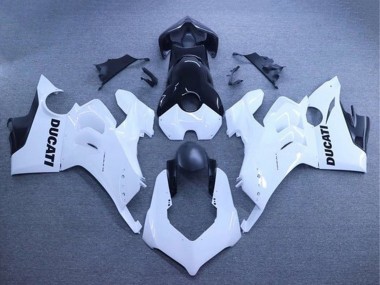 Beste Ducati Panigale V4 V4S Motorrad Verkleidung 2020-2021 - Weiss Glanzendes Schwarz