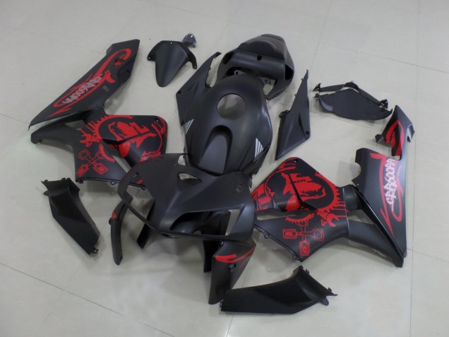 Beste Honda CBR600RR Motorrad Verkleidung 2005-2006 - Matt Schwarz Matt Rot Gear