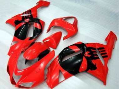 Beste Kawasaki ZX6R Motorrad Verkleidung 2007-2008 - Rot Schwarz Schadel