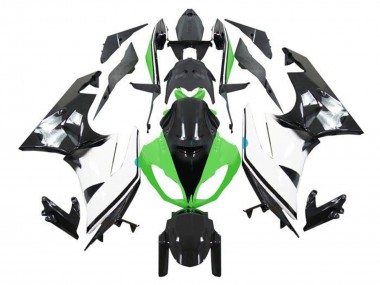 Beste Kawasaki ZX6R Motorrad Verkleidung 2009-2012 - Grun Weiss Glanzendes Schwarz
