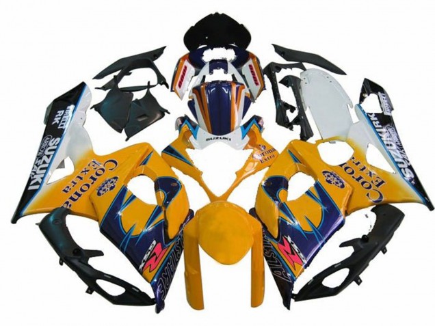 Beste Suzuki GSXR 1000 Motorrad Verkleidung 2005-2006 - Weiss Gelb Blau Schwarz Corona