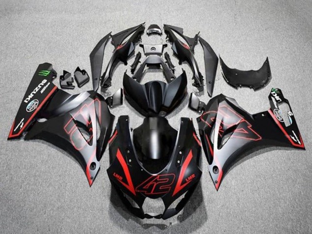 Beste Suzuki GSXR1000 Motorrad Verkleidung 2017-2024 - Matt Schwarz Rot 42