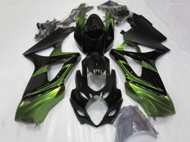Beste Suzuki GSXR 1000 Motorrad Verkleidung 2007-2008 - Grun Glanzendes Schwarz