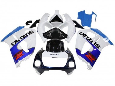 Beste Suzuki GSXR 600 / GSXR 750 Motorrad Verkleidung 1996-2000 - Weiss Triple Blau Schwarz Rot