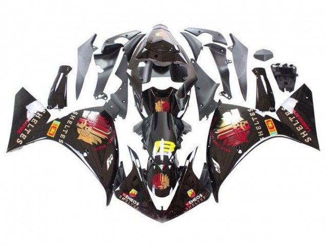 Beste Yamaha YZF 1000 R1 Motorrad Verkleidung 2009-2011 - Glanzendes Schwarz Rot Gelb Sheltes