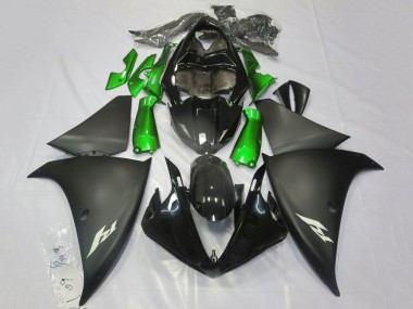 Beste Yamaha YZF 1000 R1 Motorrad Verkleidung 2009-2011 - Glanzendes Schwarz Matt Schwarz Grun