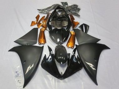 Beste Yamaha YZF 1000 R1 Motorrad Verkleidung 2009-2011 - Glanzendes Schwarz Matt Schwarz Orange