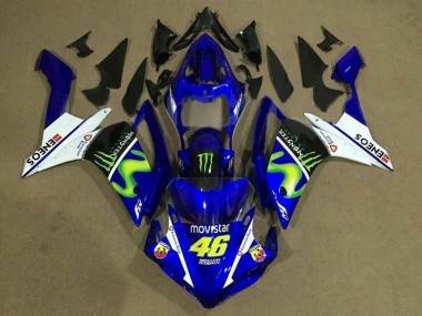 Beste Yamaha YZF 1000 R1 Motorrad Verkleidung 2007-2008 - Blau Weiss Schwarz Grun MoviStar Monster ENEOS