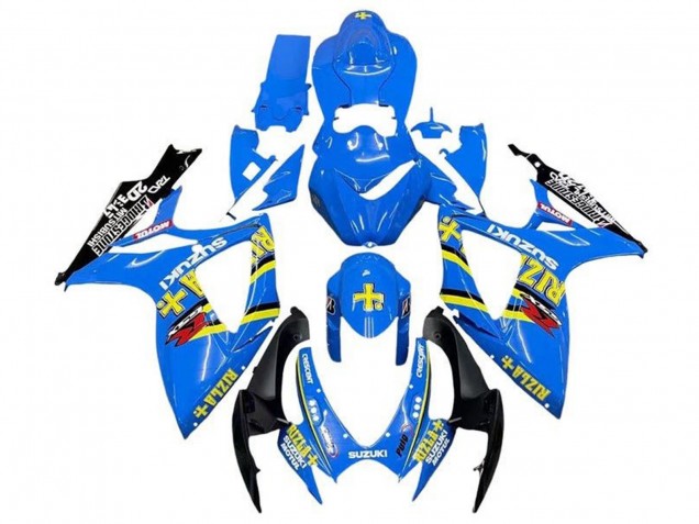 Beste Suzuki GSXR 600 / GSXR 750 Motorrad Verkleidung 2006-2007 - Blau Gelb Schwarz Rizla