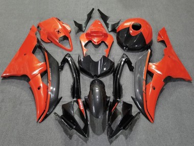 Beste Yamaha YZF R6 Motorrad Verkleidung 2008-2016 - Orange Schwarz Carbonfaser Stil